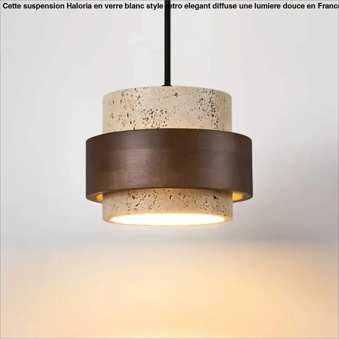 Suspension luminaire en marbre avec finition bois marron naturel