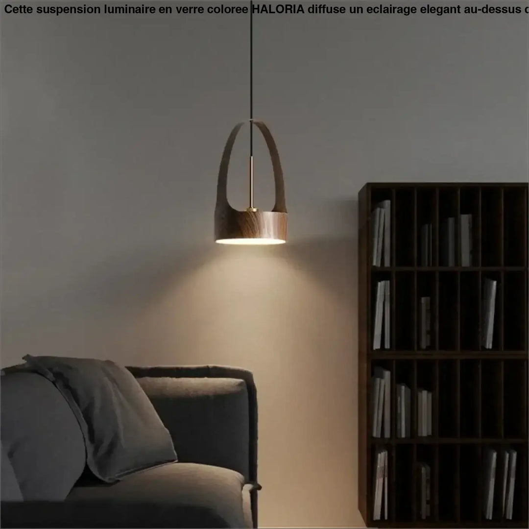 Suspension design bois moderne avec abat-jour cylindrique élégant

