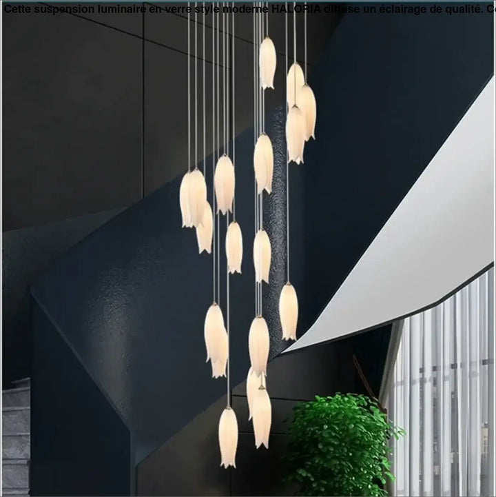 Suspension contemporaine en céramique blanc ambiance chic