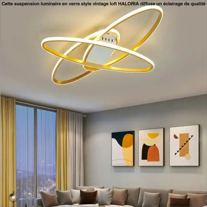 Plafonnier contemporain led forme anneaux design luxe