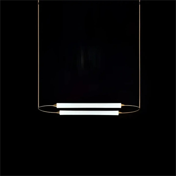 Suspension luminaire orsen avec deux sources lumineuses led blanches en seule couleur suspendues par fils dorés