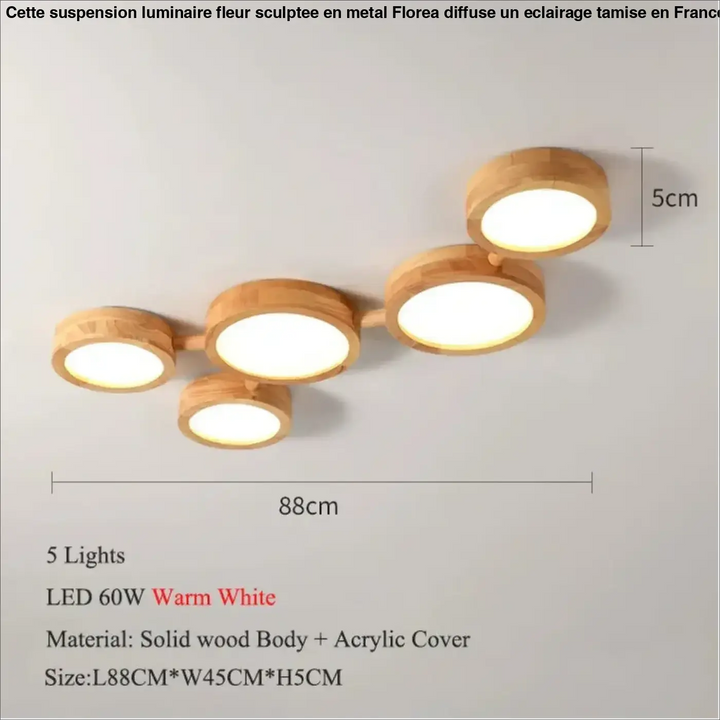 Plafonnier led en bois au style scandinave multi spot moderne