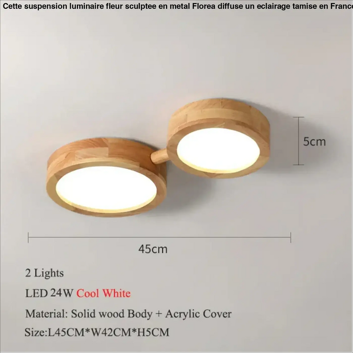 Plafonnier led en bois au style scandinave multi spot moderne