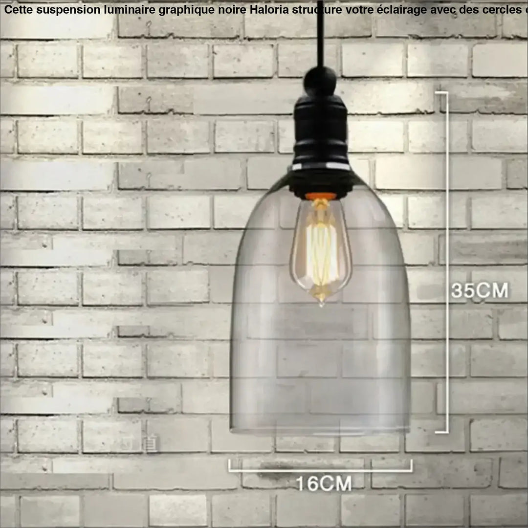 Suspension luminaire verre transparent style industriel loft