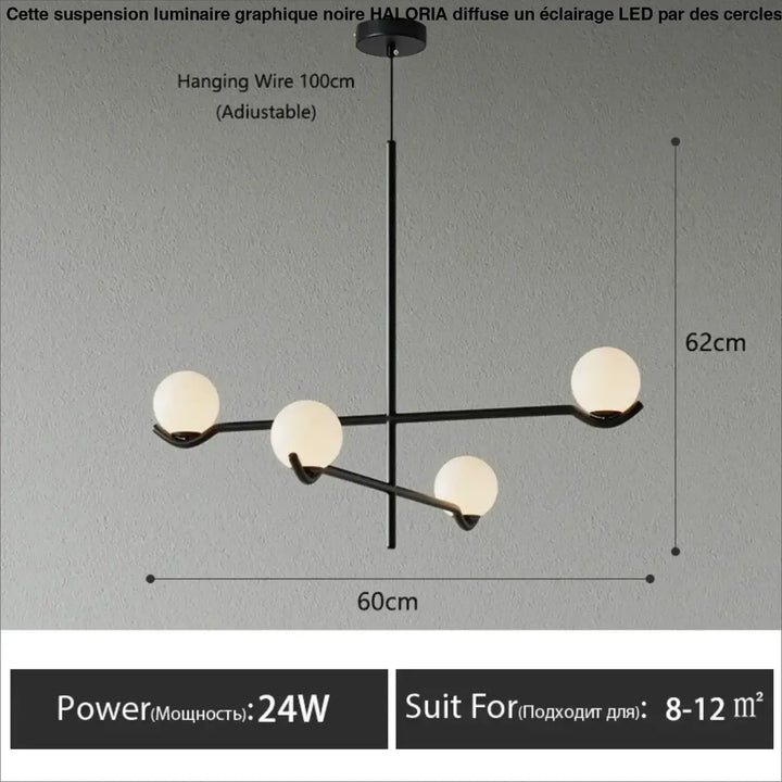 Suspension minimaliste à boules lumineuses style chic