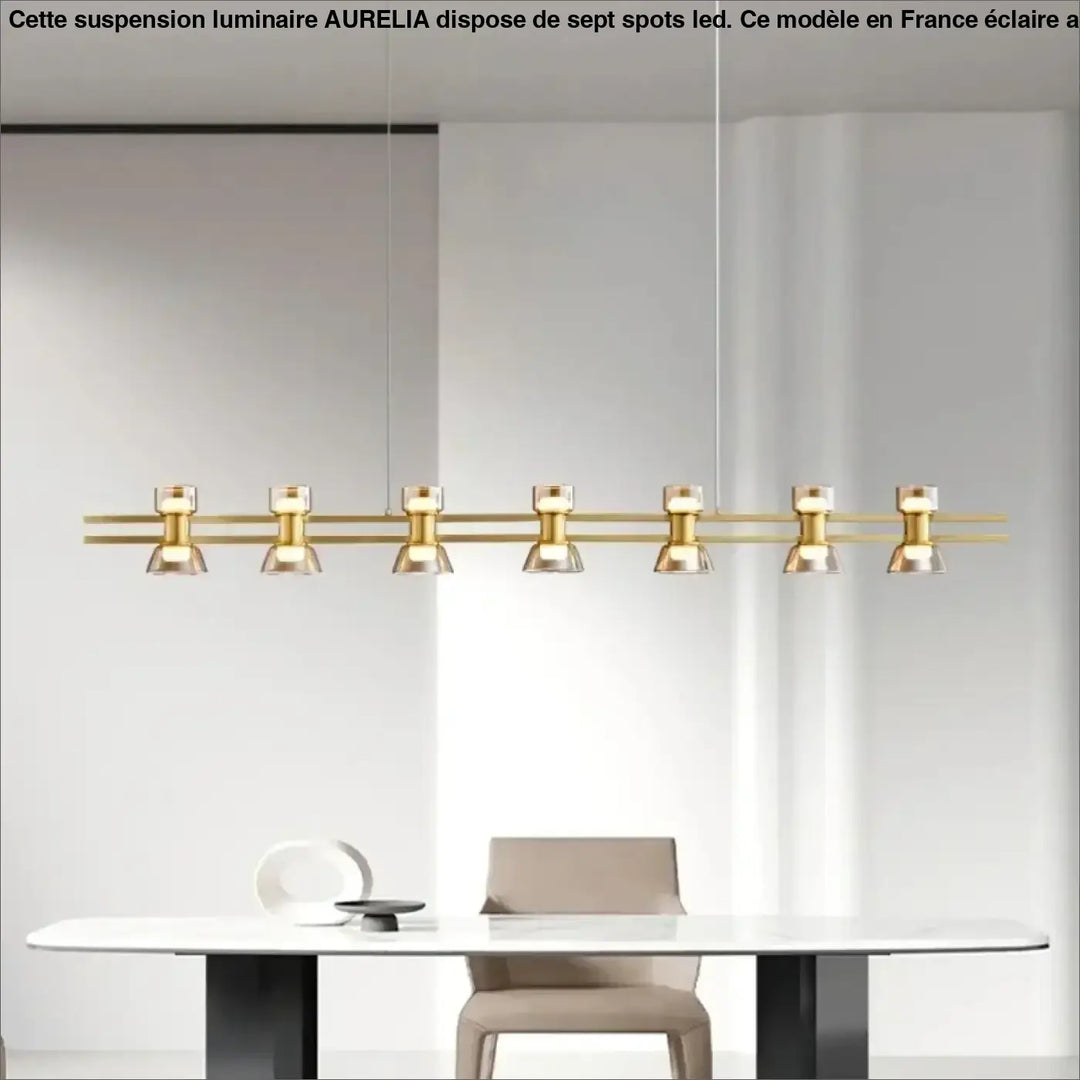 Suspension luminaire haut de gamme à 7 spots LED pour salon

