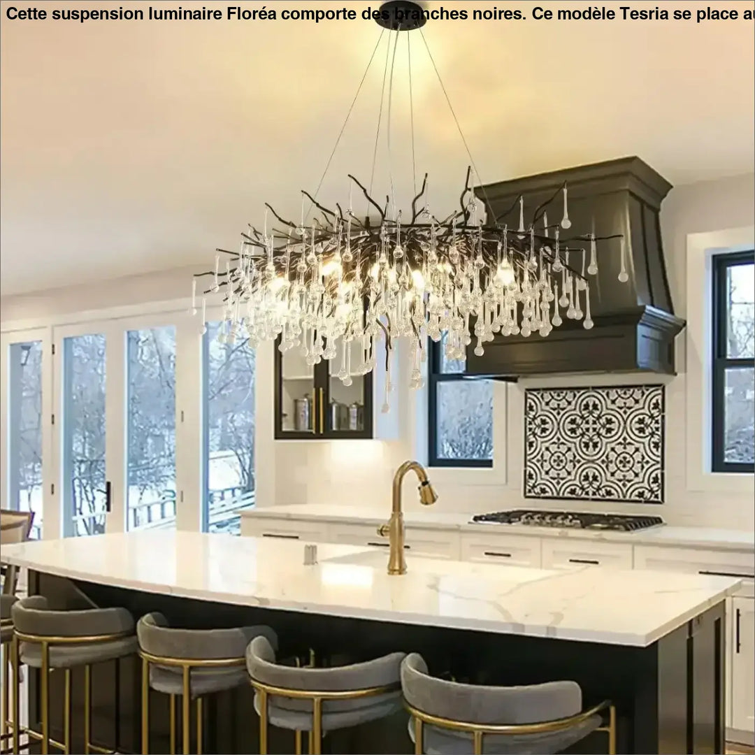 Suspension luminaire haut de gamme avec des branches noires

