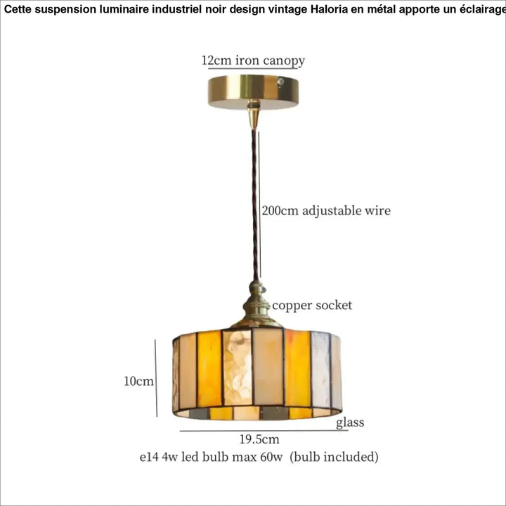 Suspension éclectique en verre coloré et cuivre raffiné