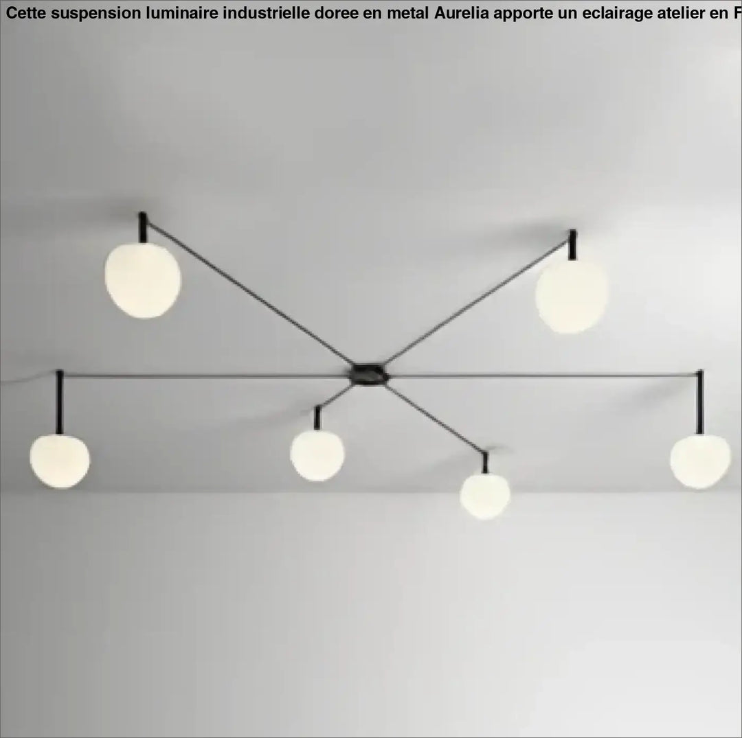 Suspension luminaire aiko en métal noir moderne avec globes en verre blanc pour plafonnier design et décoration intérieure univers déco