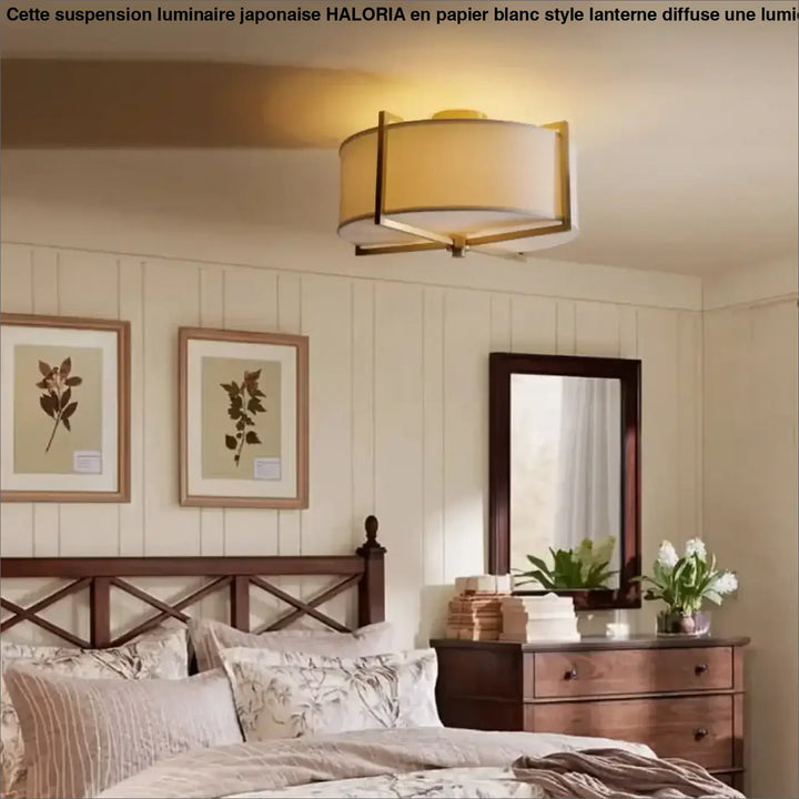 Plafonnier design moderne en métal doré avec abat jour blanc

