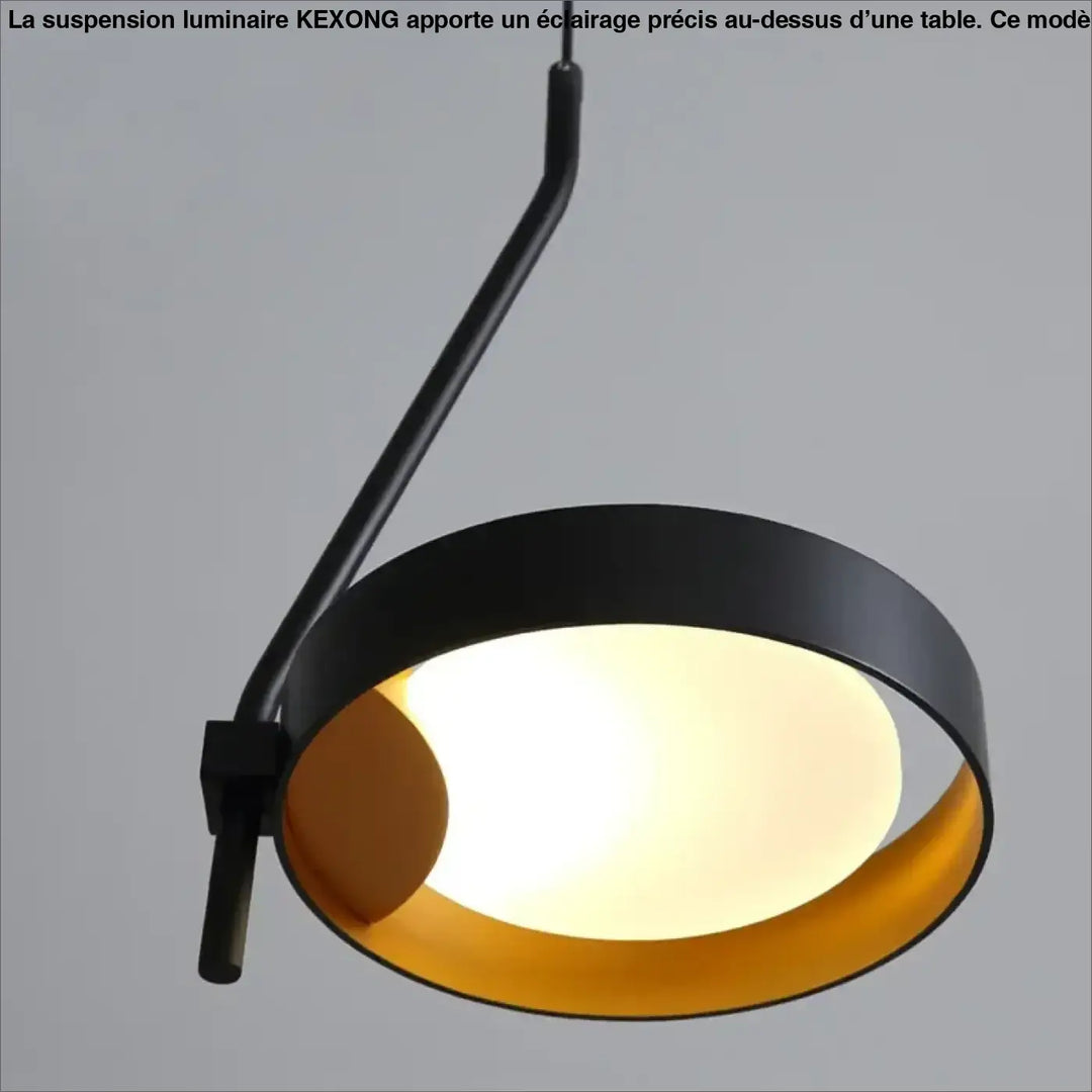 Suspension luminaire graphique noire avec cercles lumineux chic