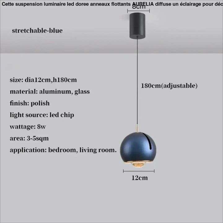 Suspension luminaire boule en verre effet miroir contemporain