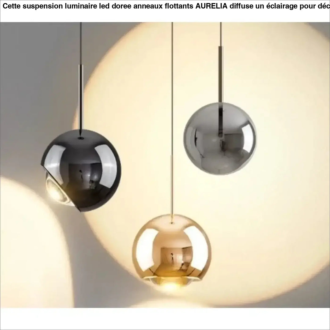 Suspension luminaire boule en verre effet miroir contemporain