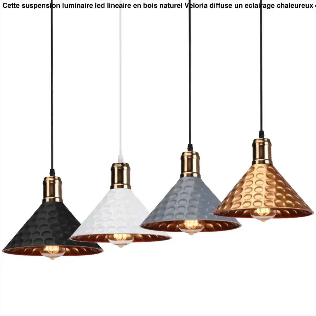 Suspension industriel cuivre à motifs martelés élégant