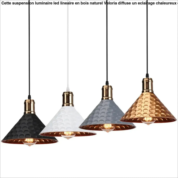Suspension industriel cuivre à motifs martelés élégant