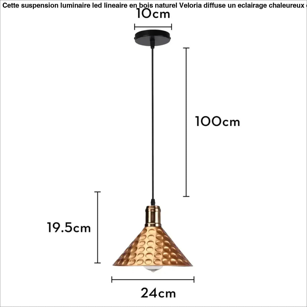 Suspension industriel cuivre à motifs martelés élégant
