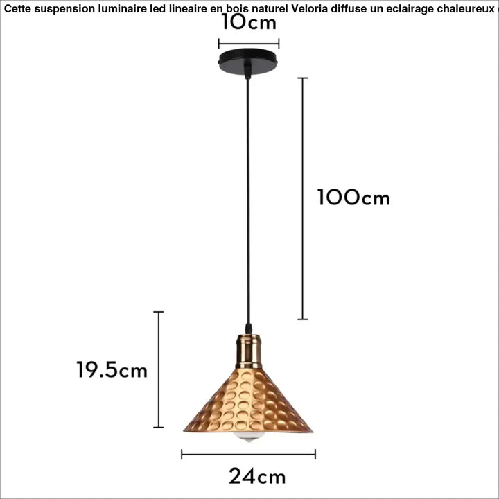 Suspension industriel cuivre à motifs martelés élégant