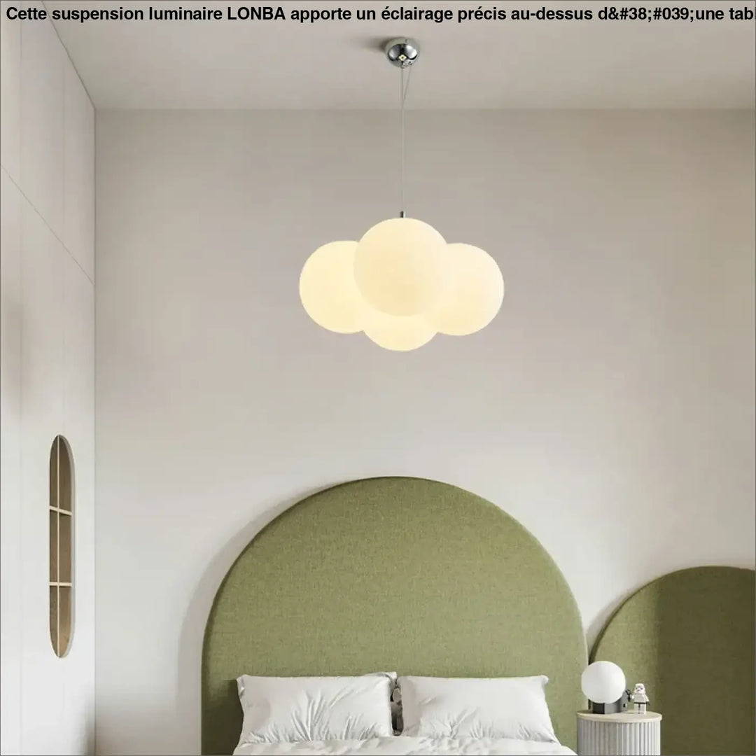 Suspension luminaire design en pe blanc et métal