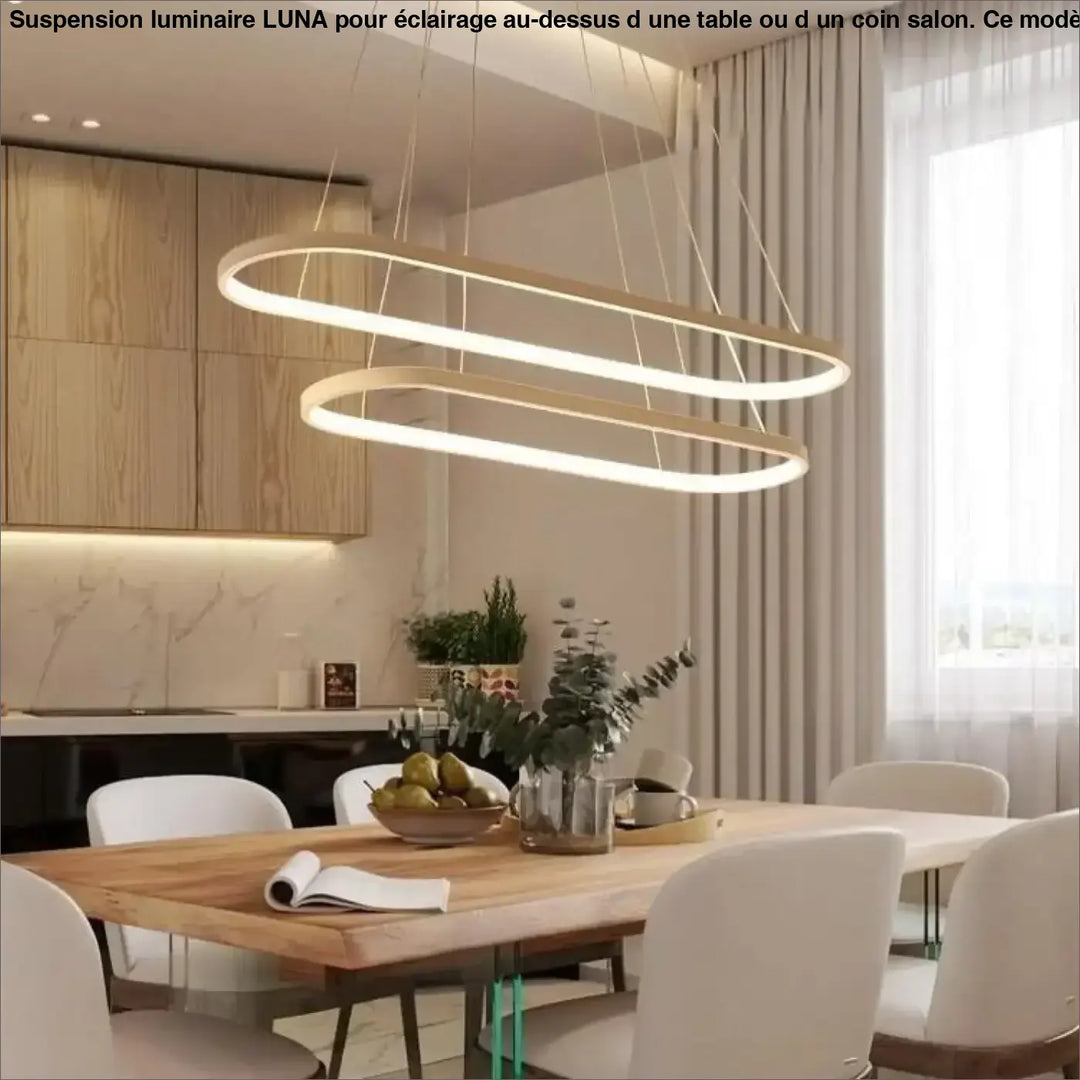 Suspension Luminaire Doré Élégante En Forme Ovale