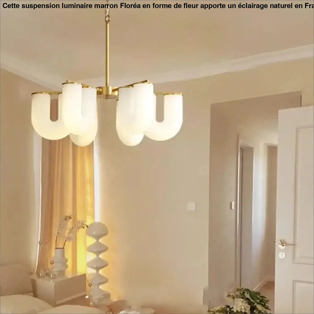 Lustre En Verre Blanc Sculptural Style Contemporain