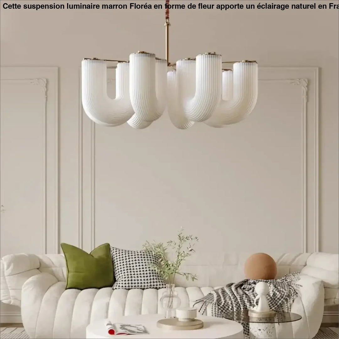 Lustre En Verre Blanc Sculptural Style Contemporain