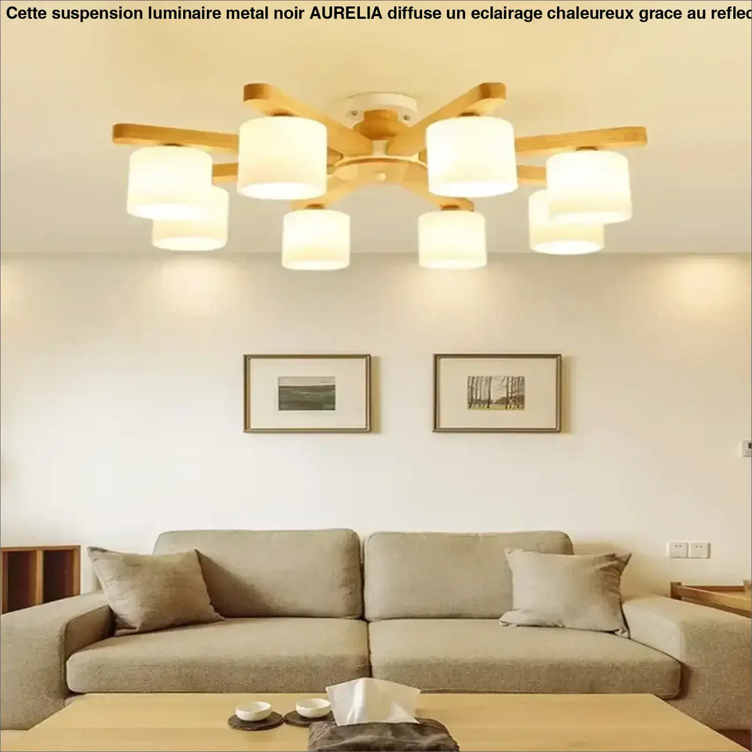 Plafonnier Scandinave Contemporain Bois Métal Vert Blanc