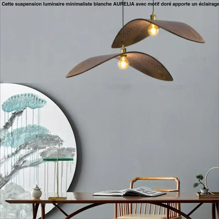 Suspension en bois avec abat‑jour élégant naturel chic