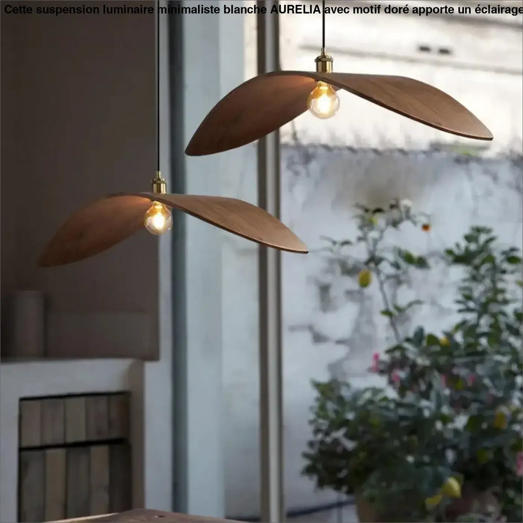 Suspension en bois avec abat‑jour élégant naturel chic