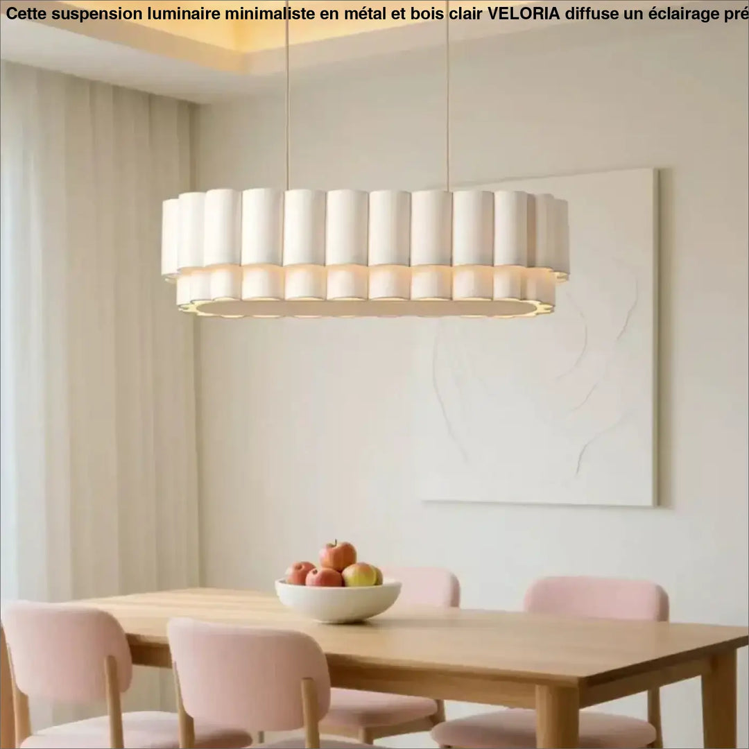 Suspension luminaire albys en tissu blanc design plissé cylindre moderne au-dessus de la table à manger