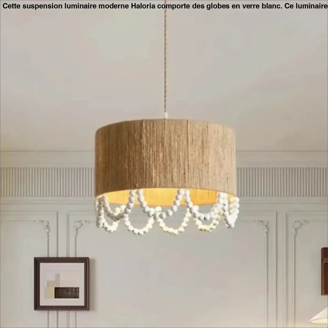 Suspension design naturelle en chanvre et perles en bois