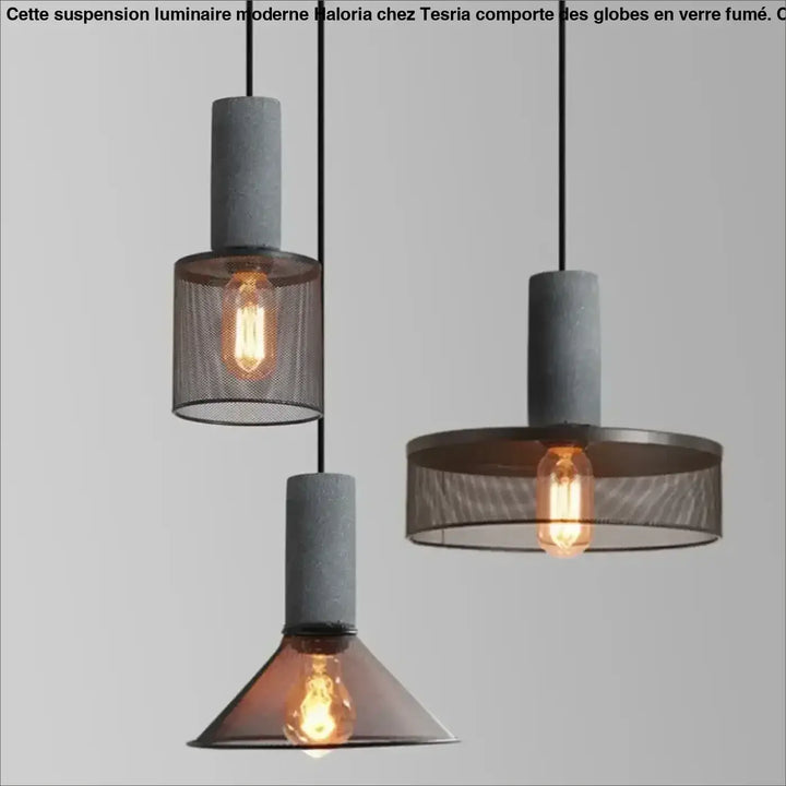Suspension luminaire en verre et métal design moderne noir
