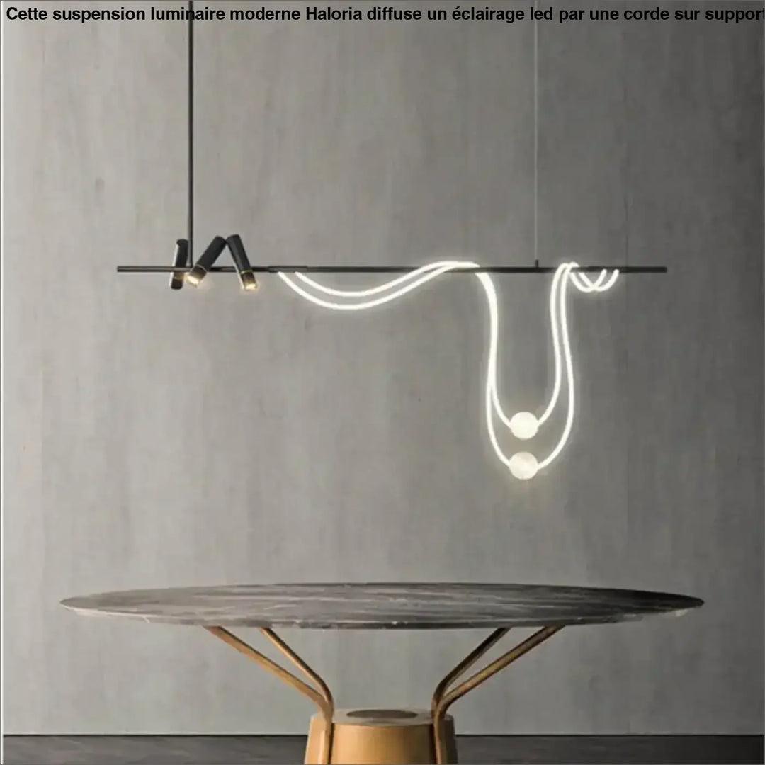 Suspension luminaire moderne avec corde en LED sur support noir

