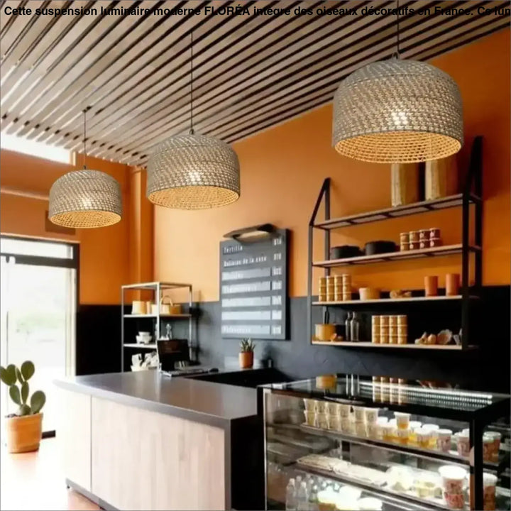 Suspension luminaire tissée en osier design moderne