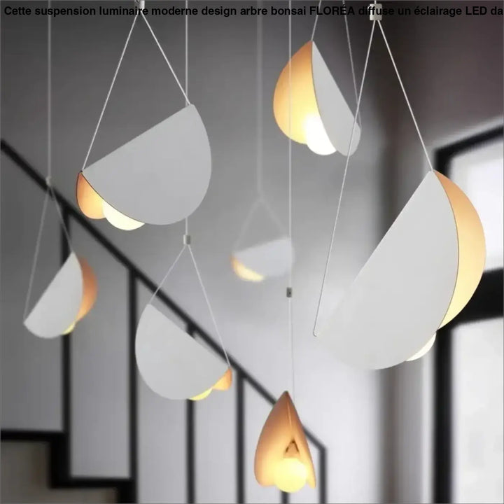 Suspension moderne blanche design origami lumineux