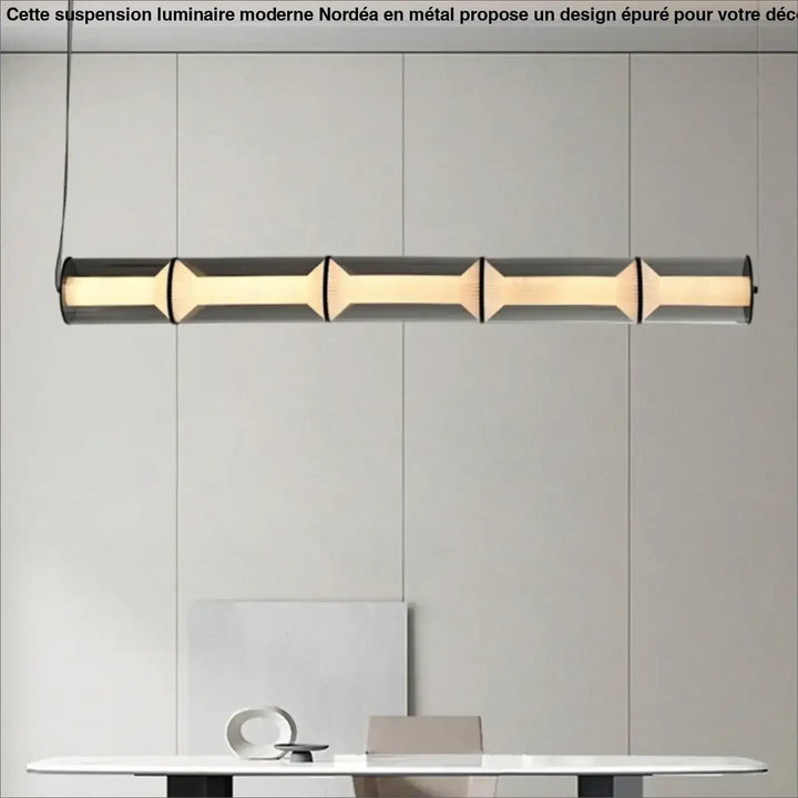 Suspension luminaire moderne avec design épuré en métal noir mat et panneaux en verre chaud par nordéa