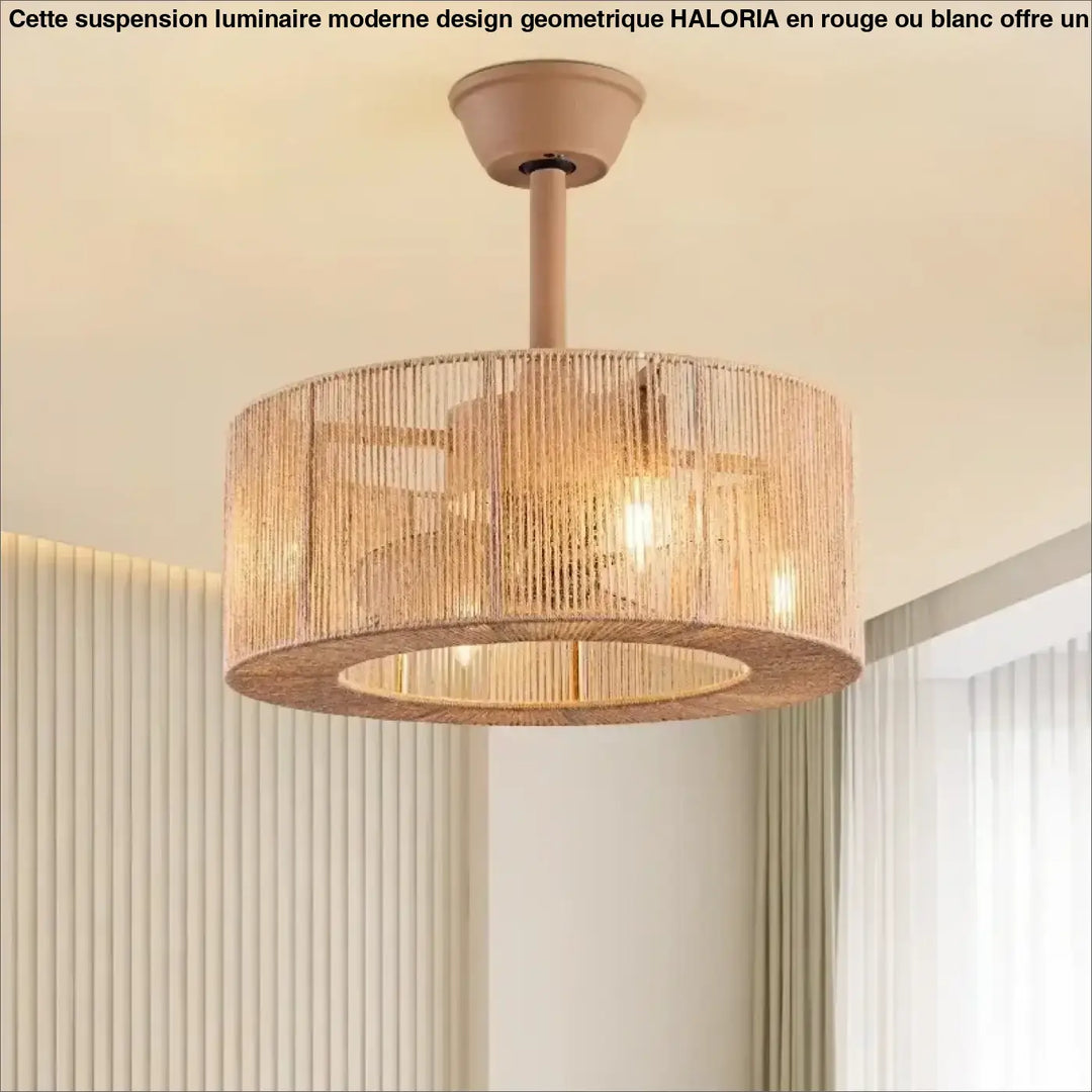 Plafonnier design en rotin tressé cylindrique moderne

