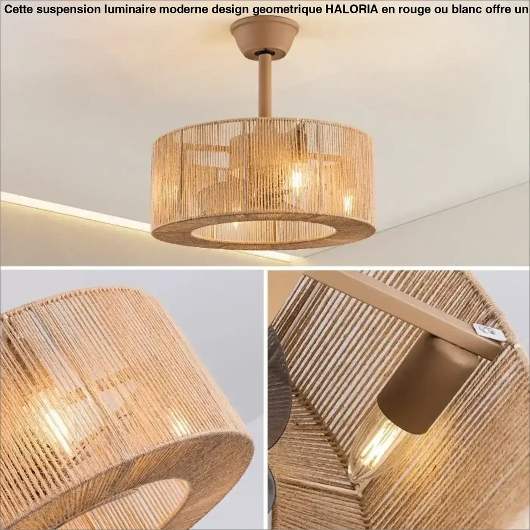 Plafonnier design en rotin tressé cylindrique moderne

