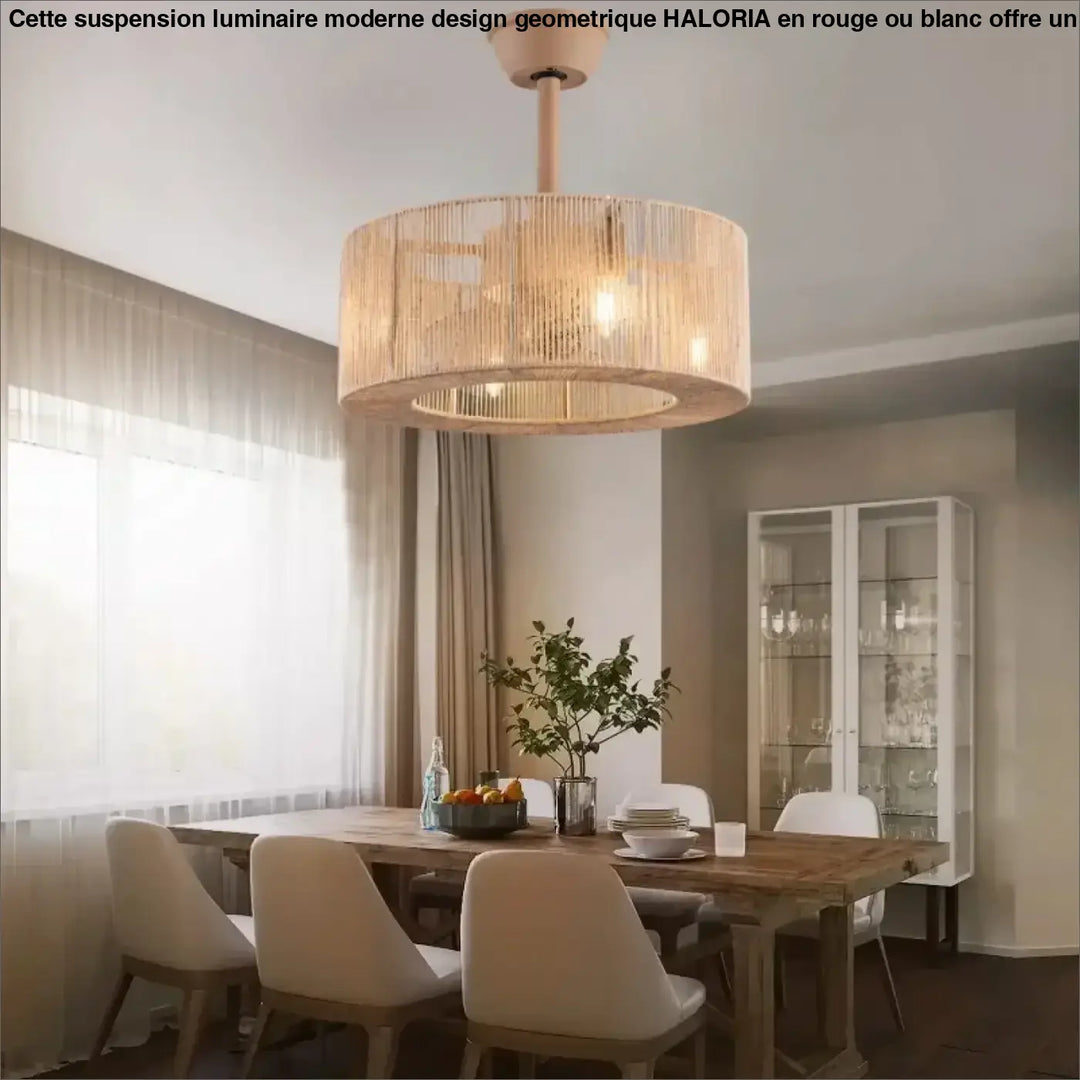 Plafonnier design en rotin tressé cylindrique moderne

