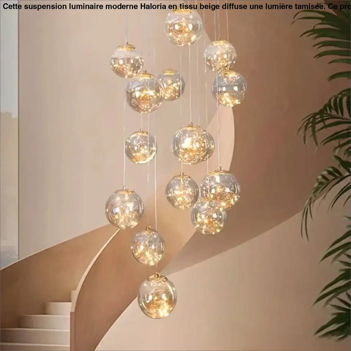 Suspension Cascade Moderne Boules Cristal Ambiance Chic