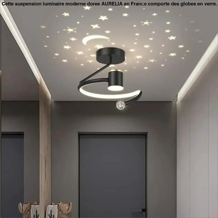 Plafonnier led décoratif lune et étoiles design moderne