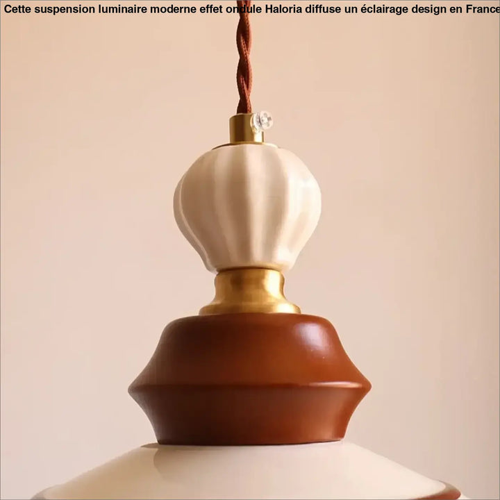 Suspension luminaire en céramique avec détails bois style vintage