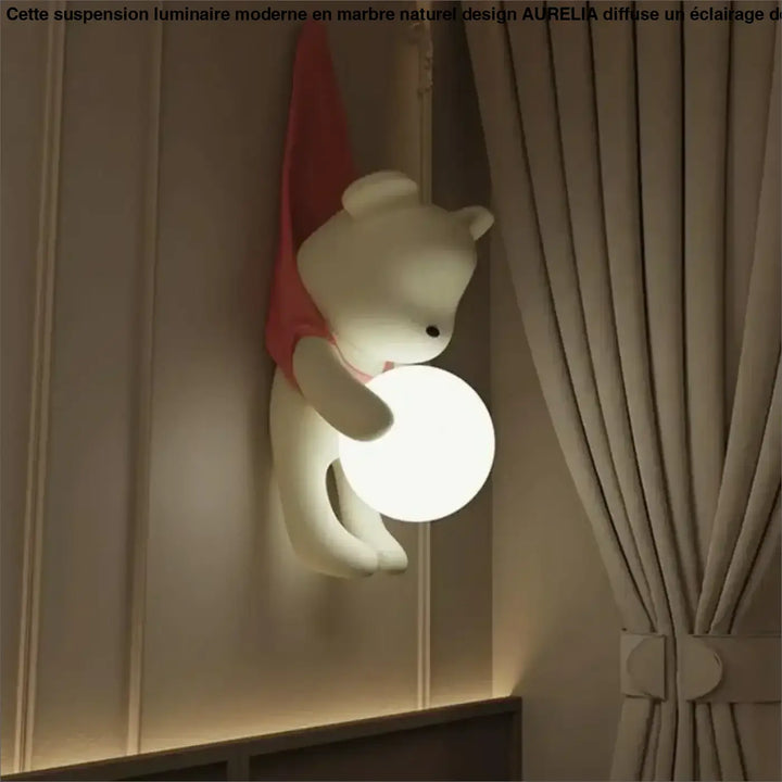 Applique murale ours avec boule lumineuse pour chambre enfant