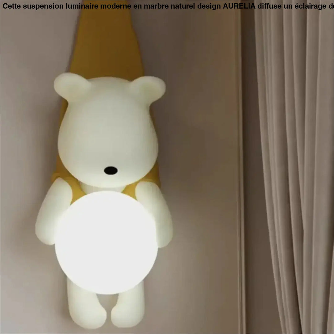 Applique murale ours avec boule lumineuse pour chambre enfant