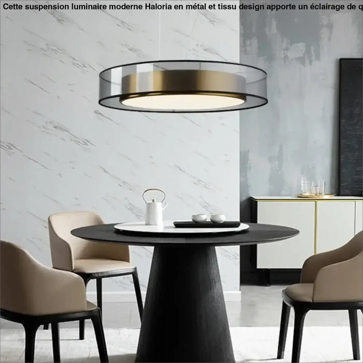 Suspension LED Circulaire Design Transparent Doré et Noir

