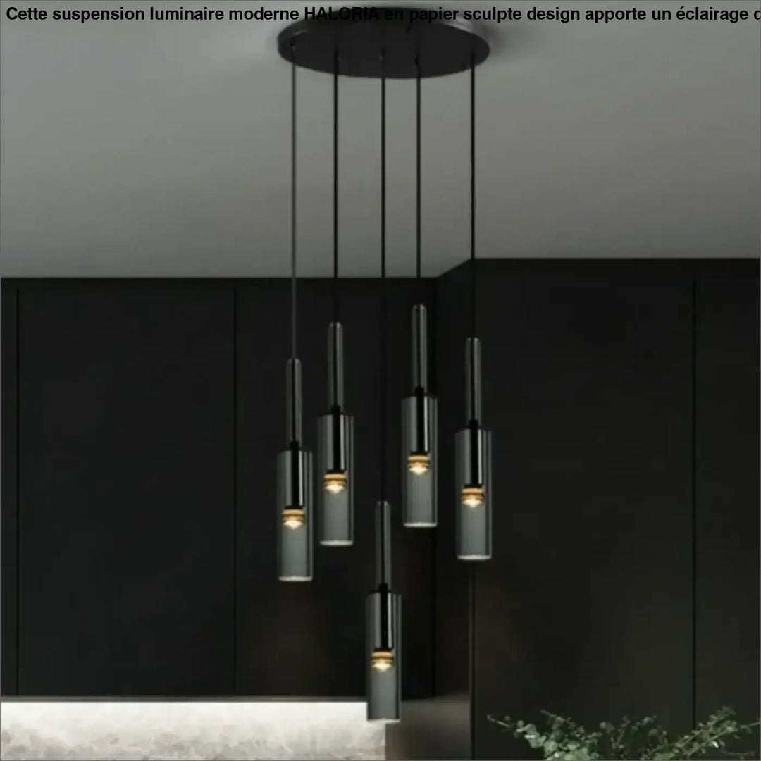 Suspension Design Moderne Cylindre Noir Verre Élégance Chic