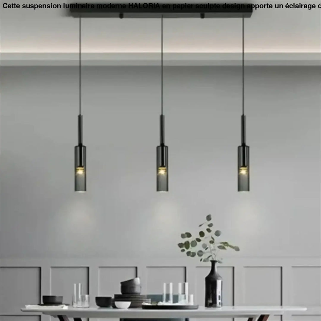 Suspension Design Moderne Cylindre Noir Verre Élégance Chic