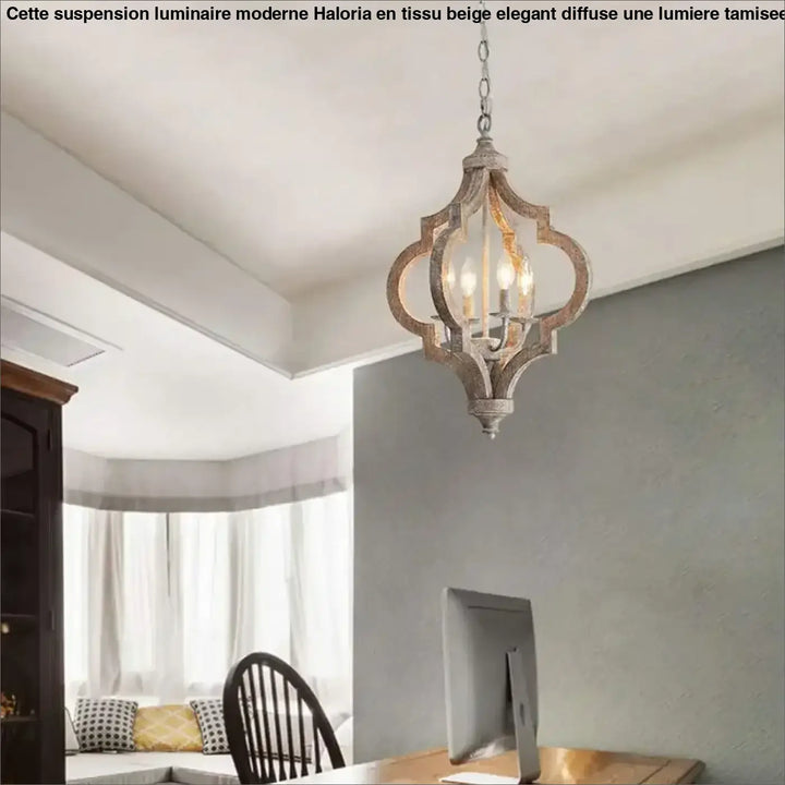 Suspension en bois et métal lanterne style rustique moderne