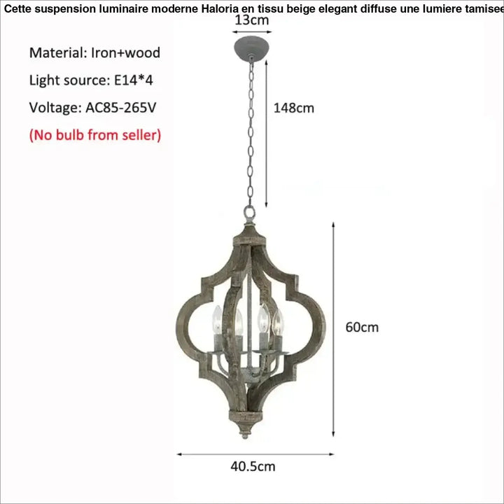 Suspension en bois et métal lanterne style rustique moderne
