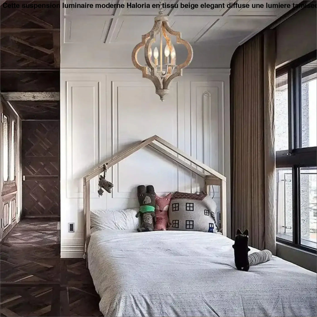 Suspension en bois et métal lanterne style rustique moderne
