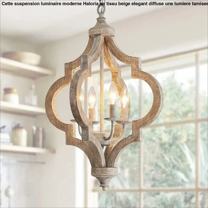 Suspension en bois et métal lanterne style rustique moderne